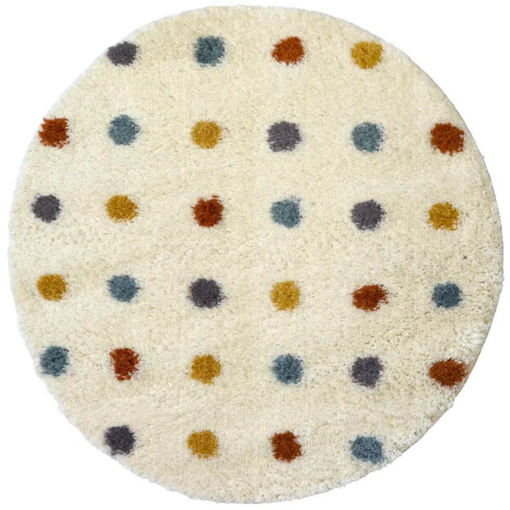 Round Spotty Rug 100cm - Multi, Polyester image