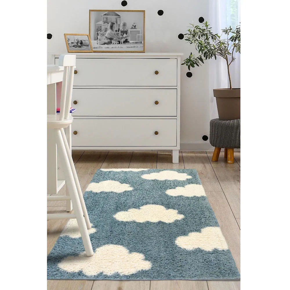 Snug Cloud Shaggy Rug - Blue, Polyester