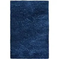 Snug Plain Shaggy Rug - Navy, Polyester