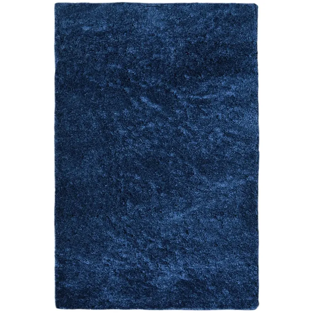 Snug Plain Shaggy Rug - Navy, Polyester