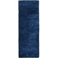 Snug Plain Shaggy Rug - Navy, Polyester