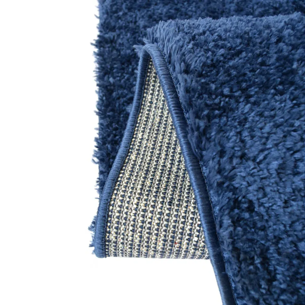 Snug Plain Shaggy Rug - Navy, Polyester