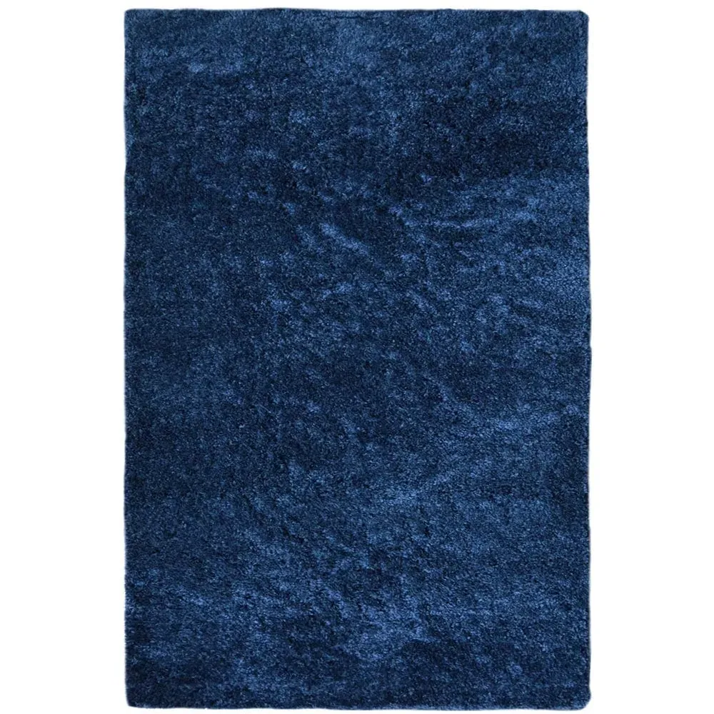 Snug Plain Shaggy Rug - Navy, Polyester