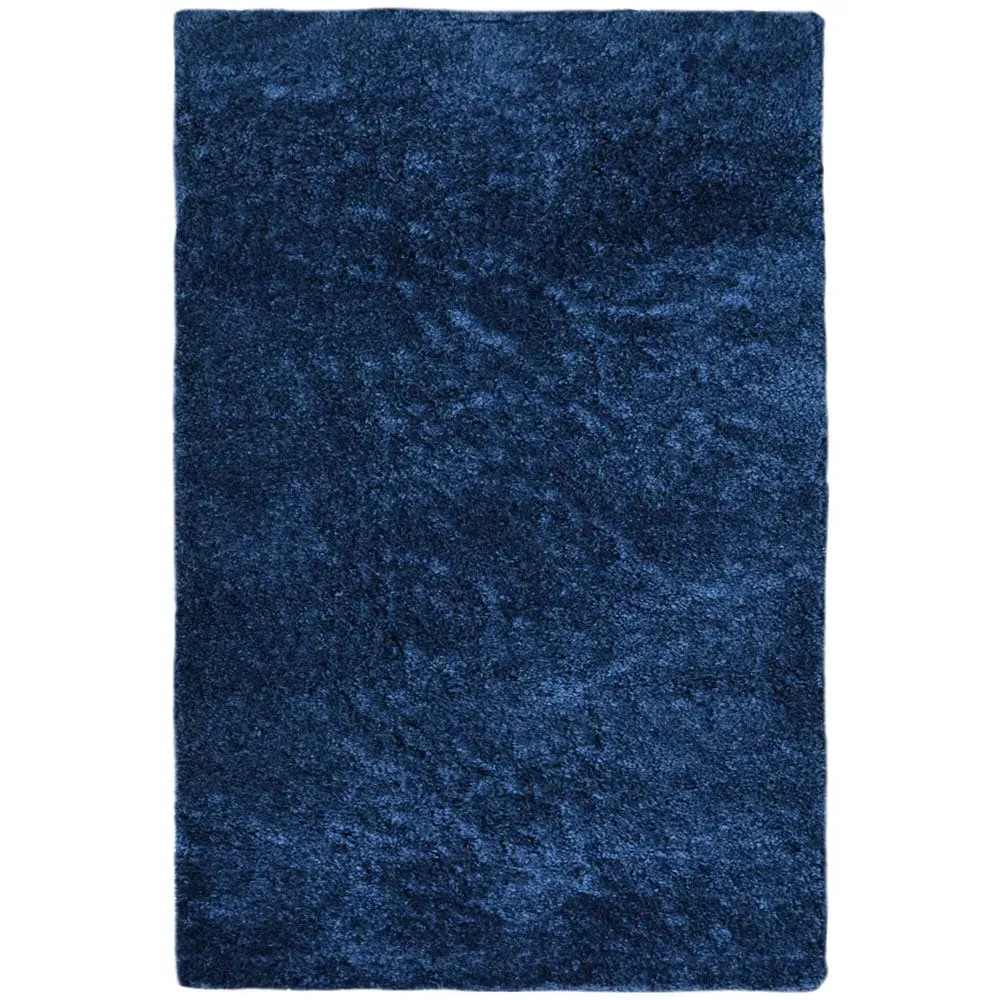 Snug Plain Shaggy Rug - Navy, Polyester
