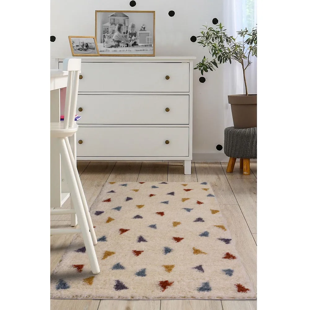 Snug Triangles Shaggy Rug - Multi, Polyester