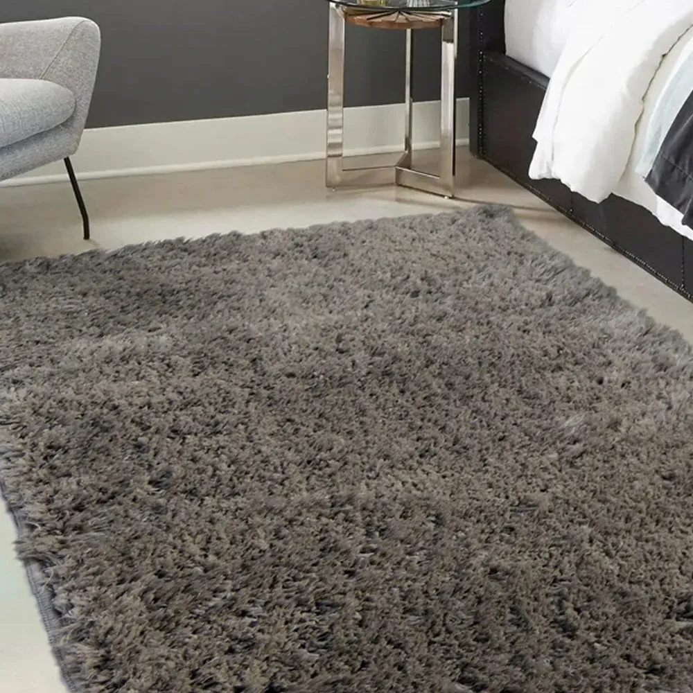 Soft Washable Rug 100 x 150cm - Grey, Polyester
