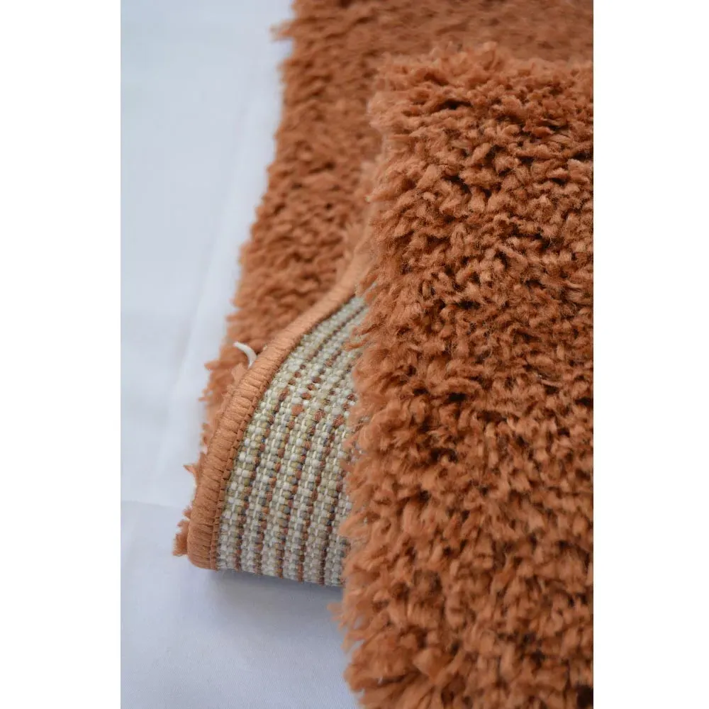Terracotta and Ivory Bubbles Snug Shaggy Rug - Multi, Polyester