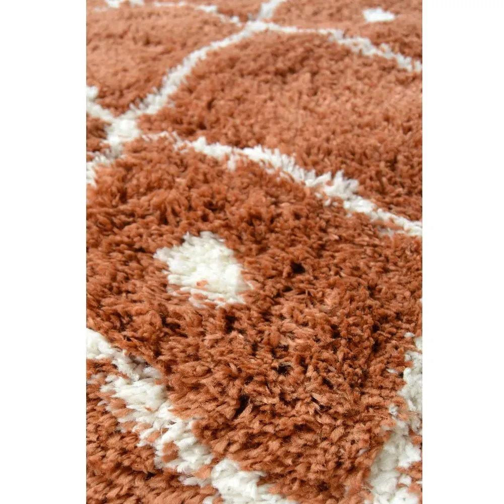 Terracotta Nomadic Shaggy Rug - Orange, Polyester