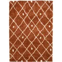 Terracotta Nomadic Shaggy Rug - Orange, Polyester