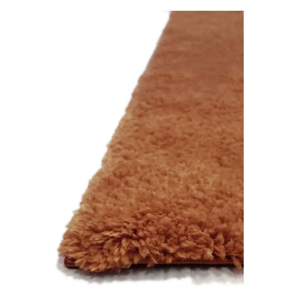 Terracotta Snug Plain Shaggy Rug - Orange, Polyester