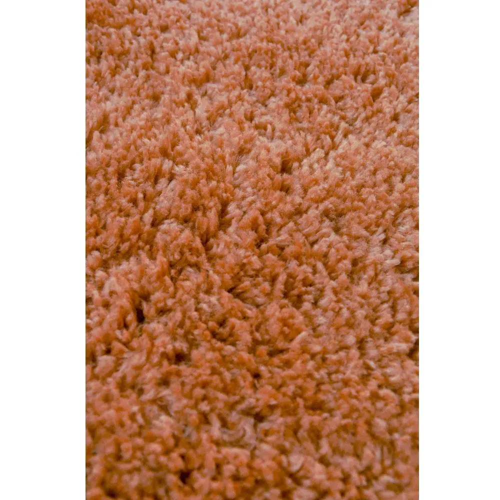 Terracotta Snug Plain Shaggy Rug - Orange, Polyester