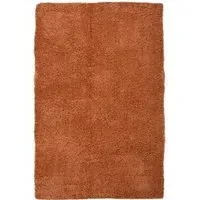 Terracotta Snug Plain Shaggy Rug - Orange, Polyester