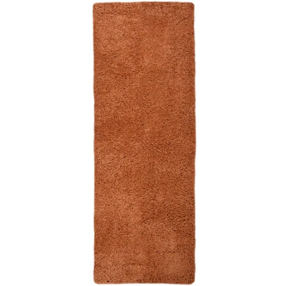 Terracotta Snug Plain Shaggy Rug - Orange, Polyester image