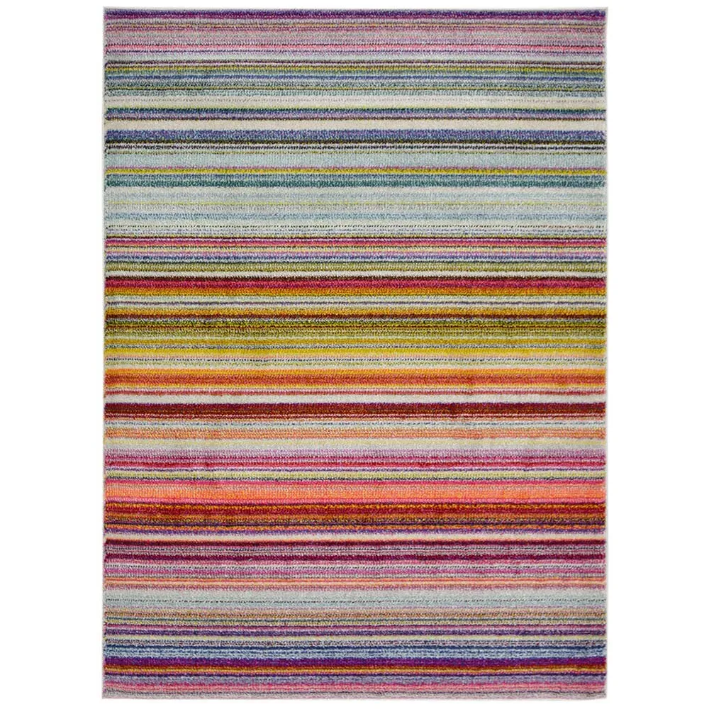 Villa Multicoloured Stripe Rug - Multi, Polypropylene