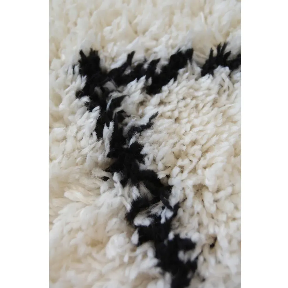 Zig-Zag Round Shaggy Rug - Multi, Polyester