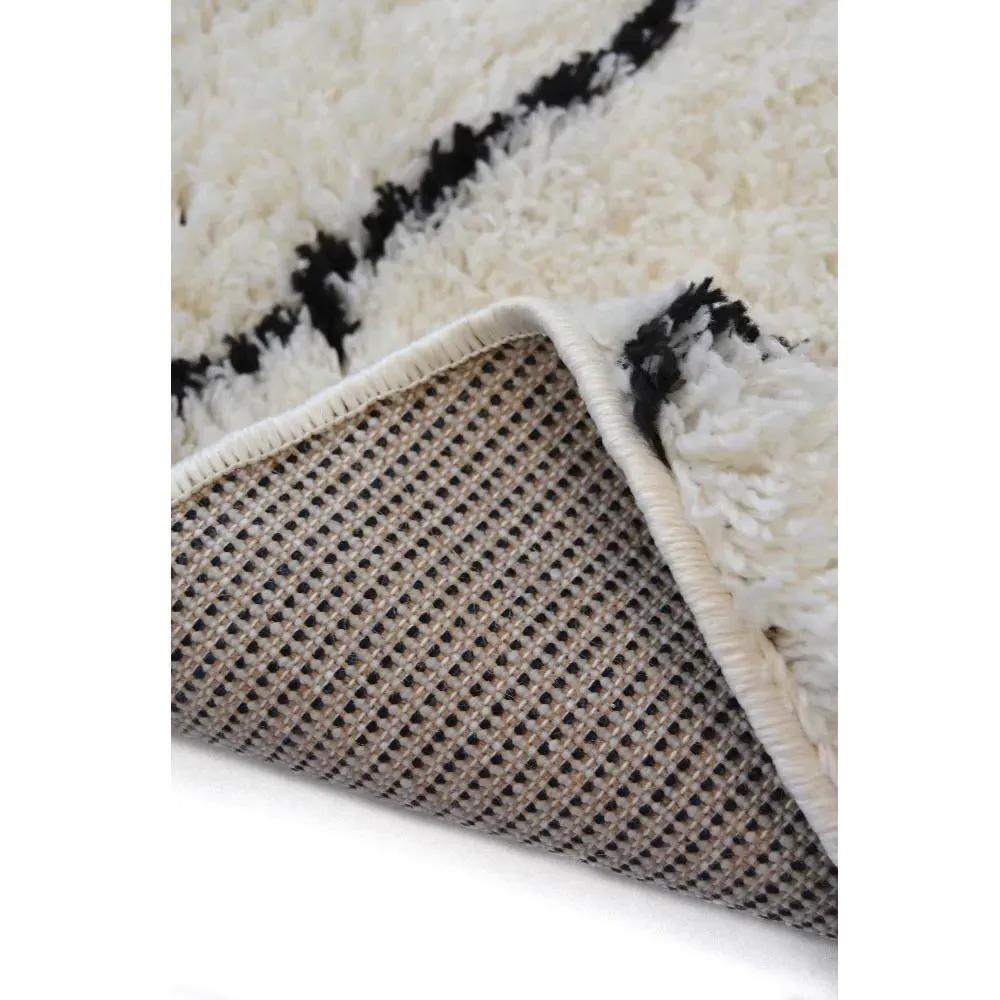 Zig-Zag Round Shaggy Rug - Multi, Polyester