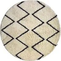Zig-Zag Round Shaggy Rug - Multi, Polyester