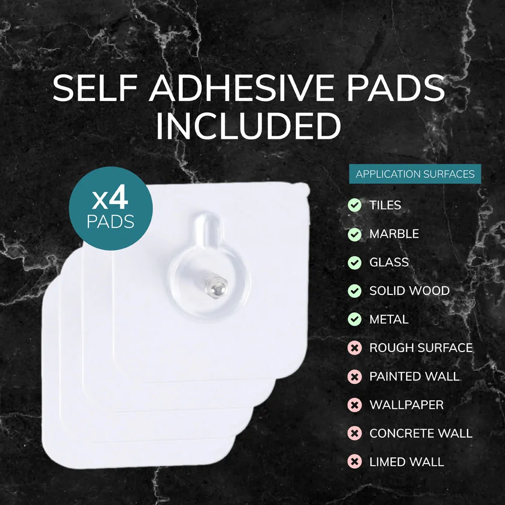 2-Tier Adhesive Shower Caddy with Hooks - Silver