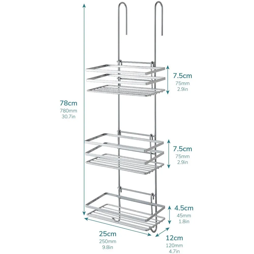 3 Tier Hanging Bathroom Caddy - Silver
