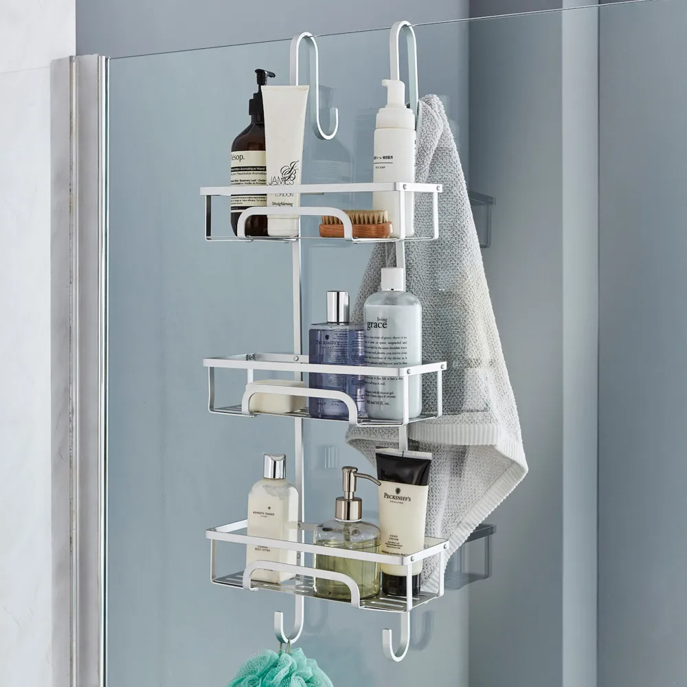 3-Tier Over Door Shower Caddy - Silver, Aluminium