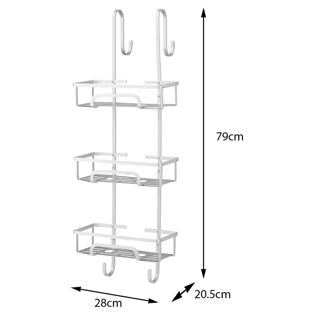3-Tier Over Door Shower Caddy - Silver, Aluminium