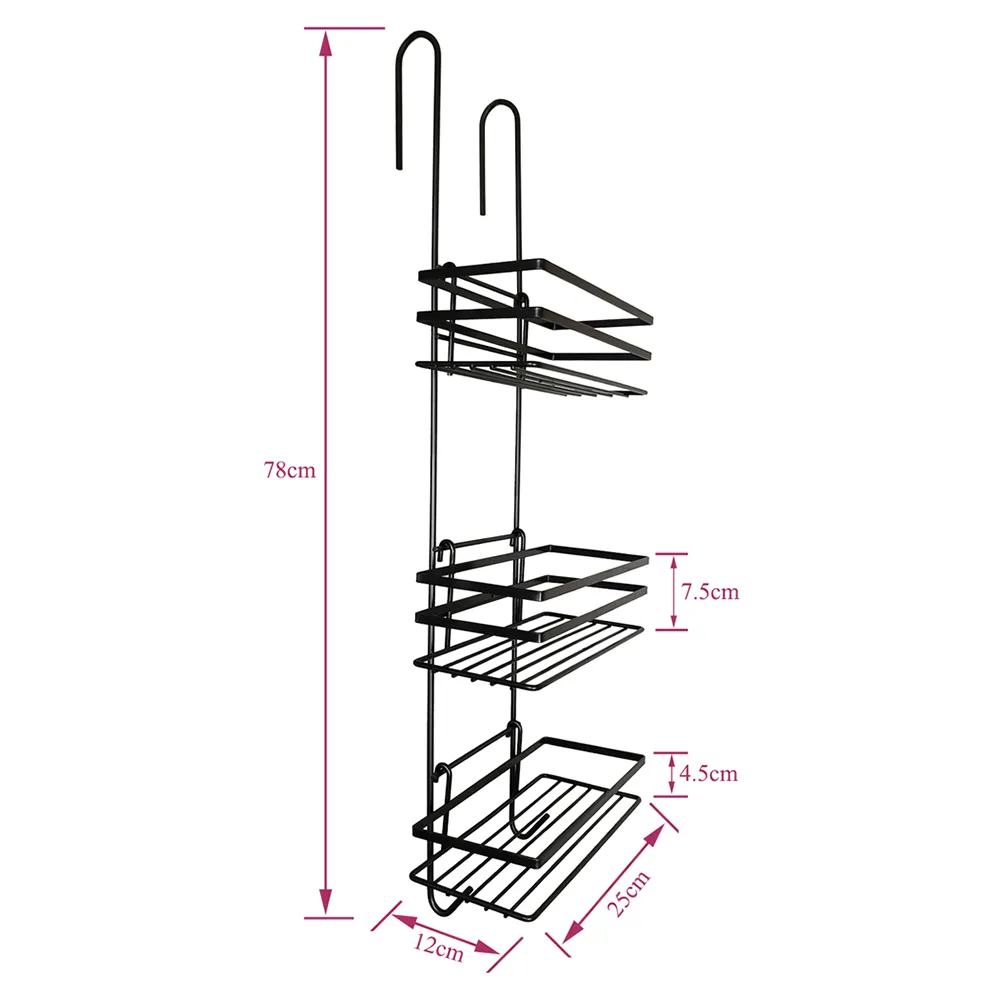 3-Tier Shower Caddy - Black, Steel