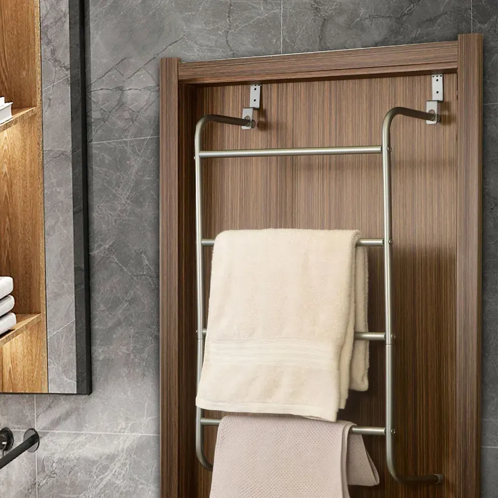 4 Tier Over Door Towel Bar - Silver