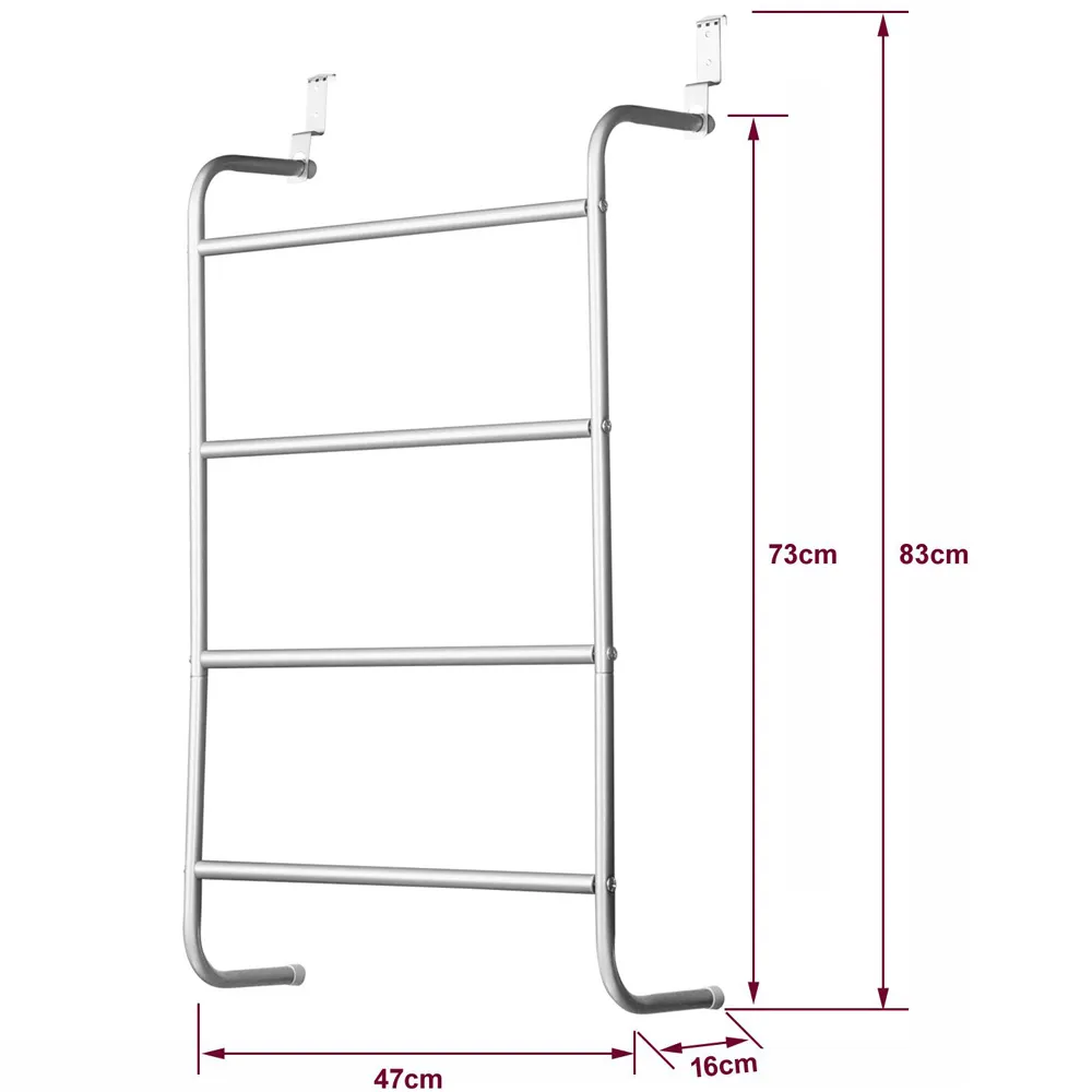 4 Tier Over Door Towel Bar - Silver