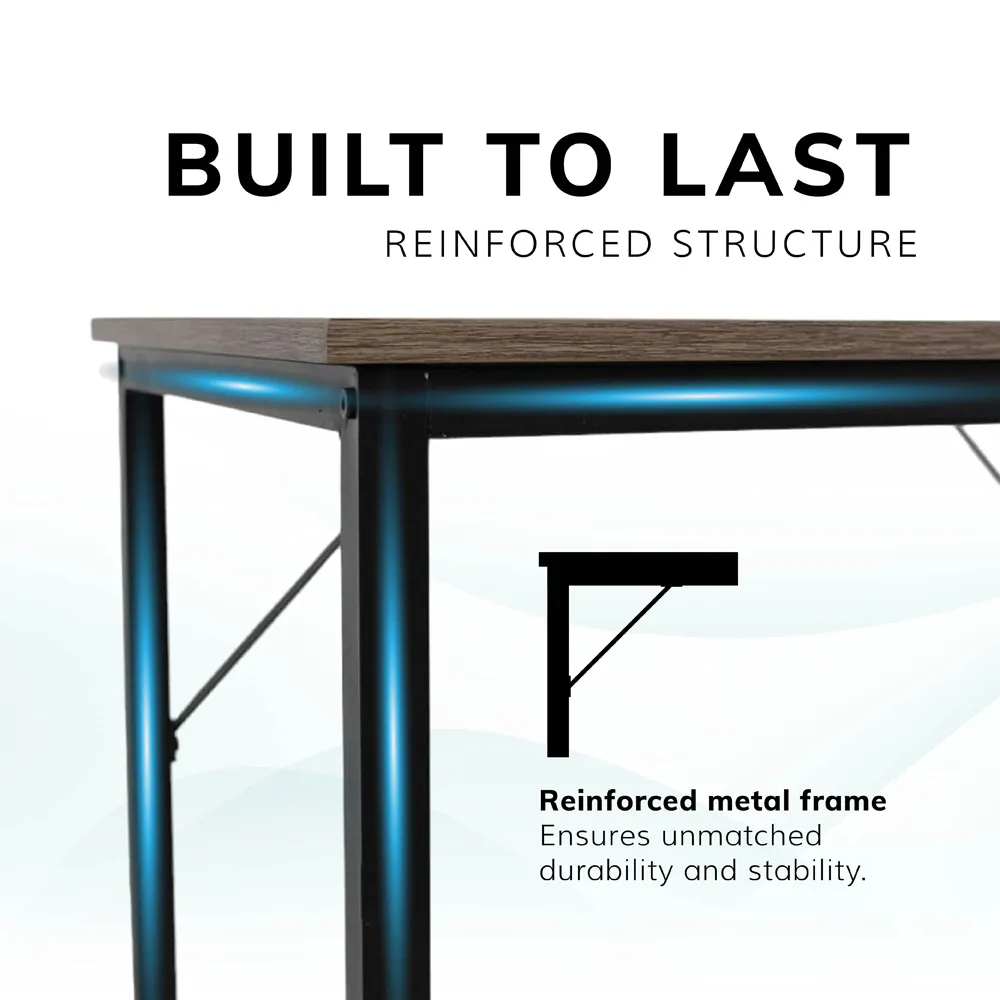 Computer Desk - Light Brown, Metal