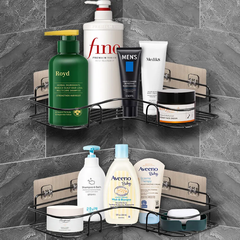 Corner Shower Shelves Pack of 2 - Black, Steel