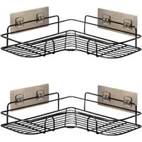 Corner Shower Shelves Pack of 2 - Black, Steel