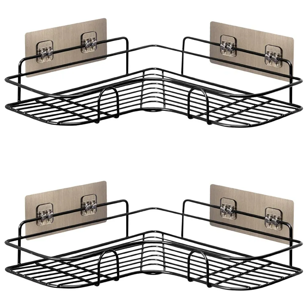 Corner Shower Shelves Pack of 2 - Black, Steel image