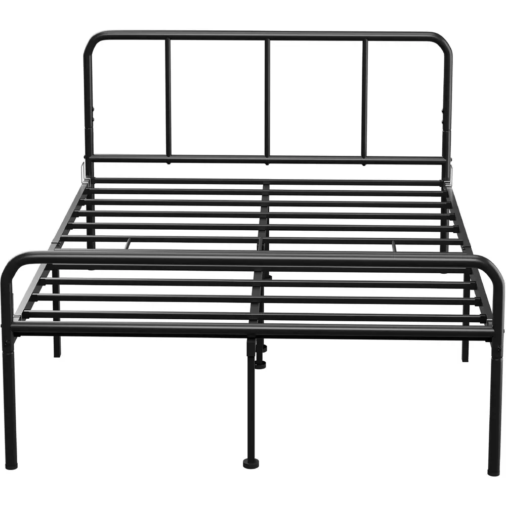 Double Bed Frame with Rounded Headboard - Black, Metal