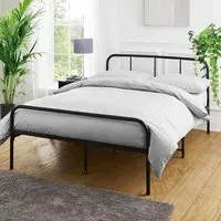 Double Bed Frame with Rounded Headboard - Black, Metal