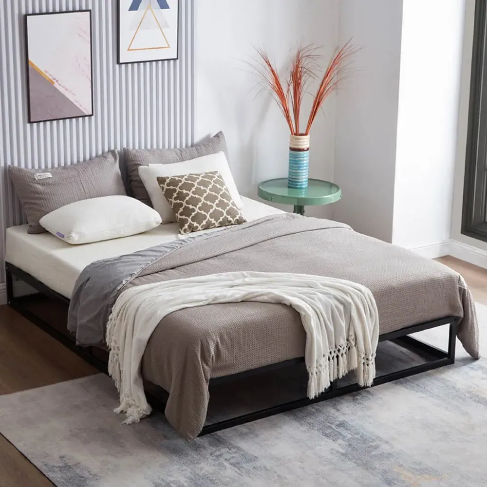 Double Platform Metal Bed Frame - Black