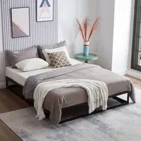 King Platform Metal Bed Frame - Black