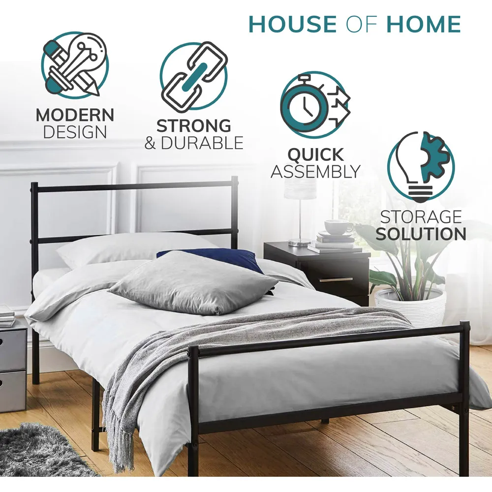 Single Bed Frame - Black, Metal