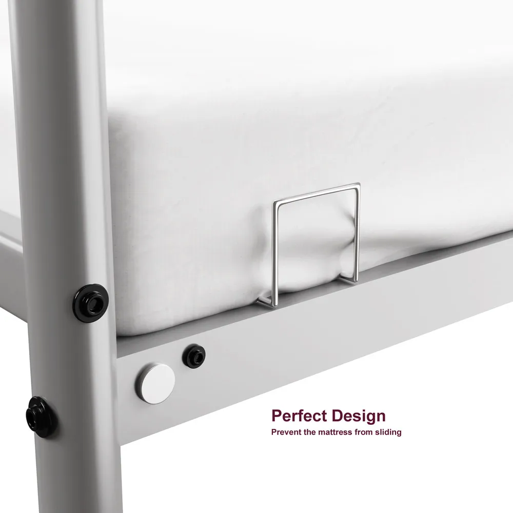 Single Bed Frame with Rounded Headboard - Silver, Metal