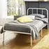 Single Bed Frame with Rounded Headboard - White, Metal