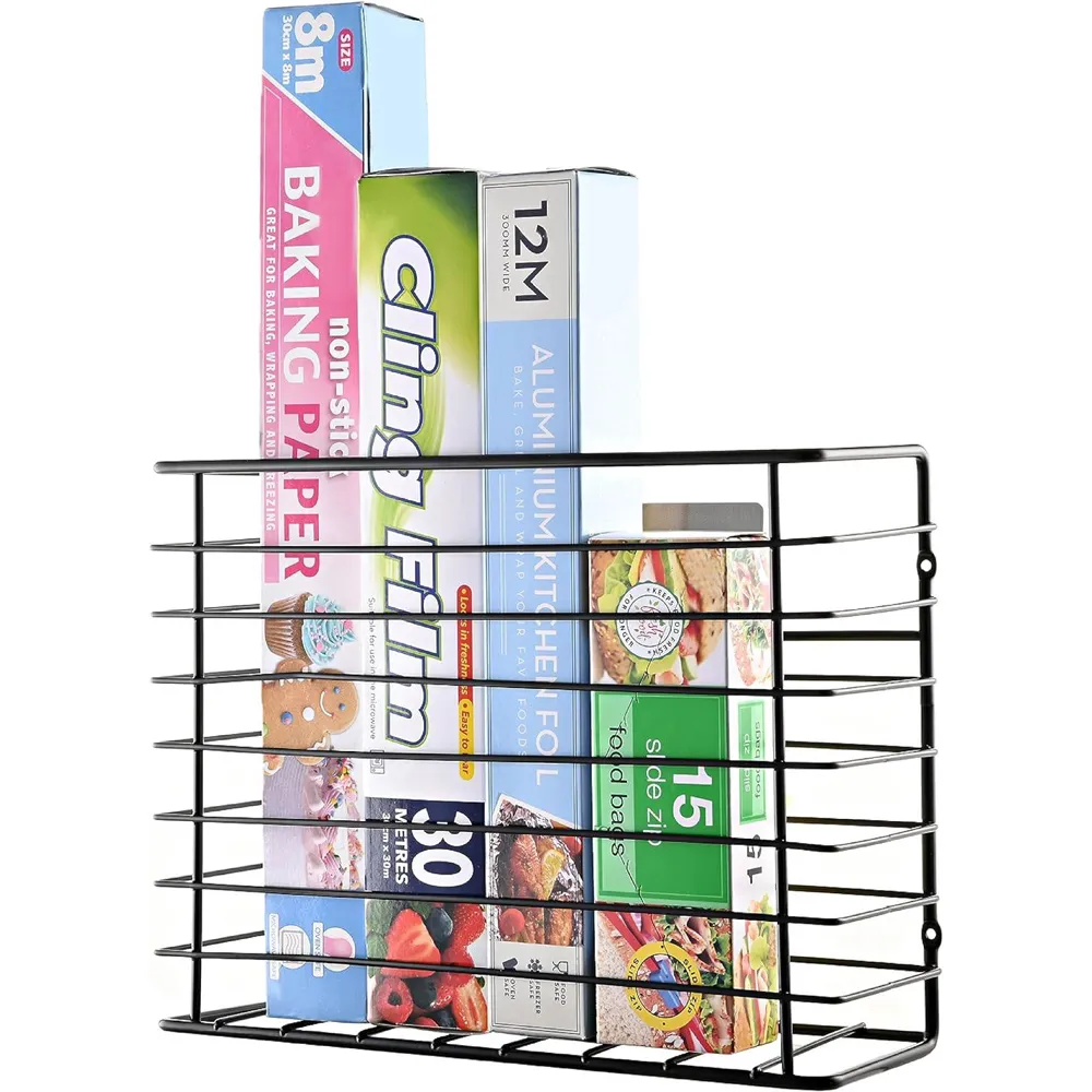 Wall Mounted Kitchen Storage Basket - Black