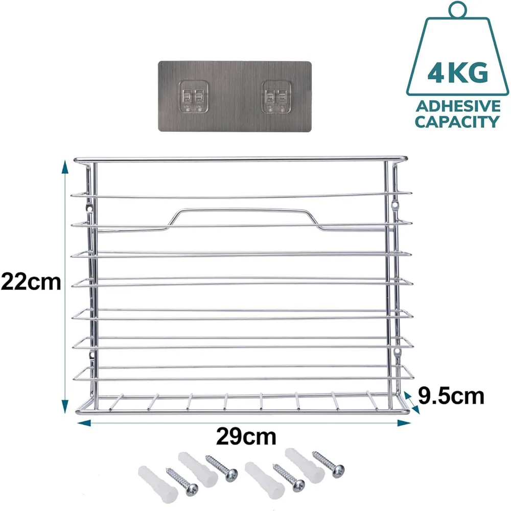 Wall Mounted Kitchen Storage Basket - Chrome