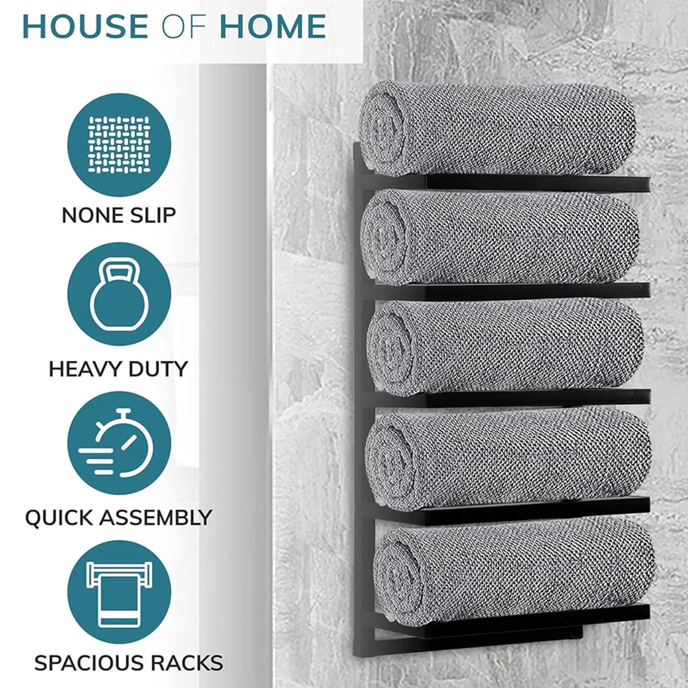 Wall Mounted Towel Holder - Black