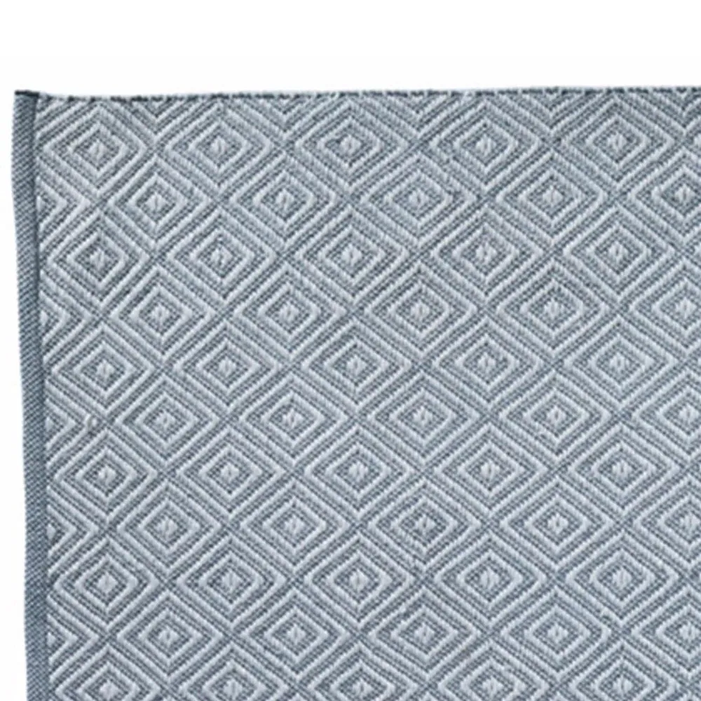 Denim Blue Woven Diamond Rug - Blue