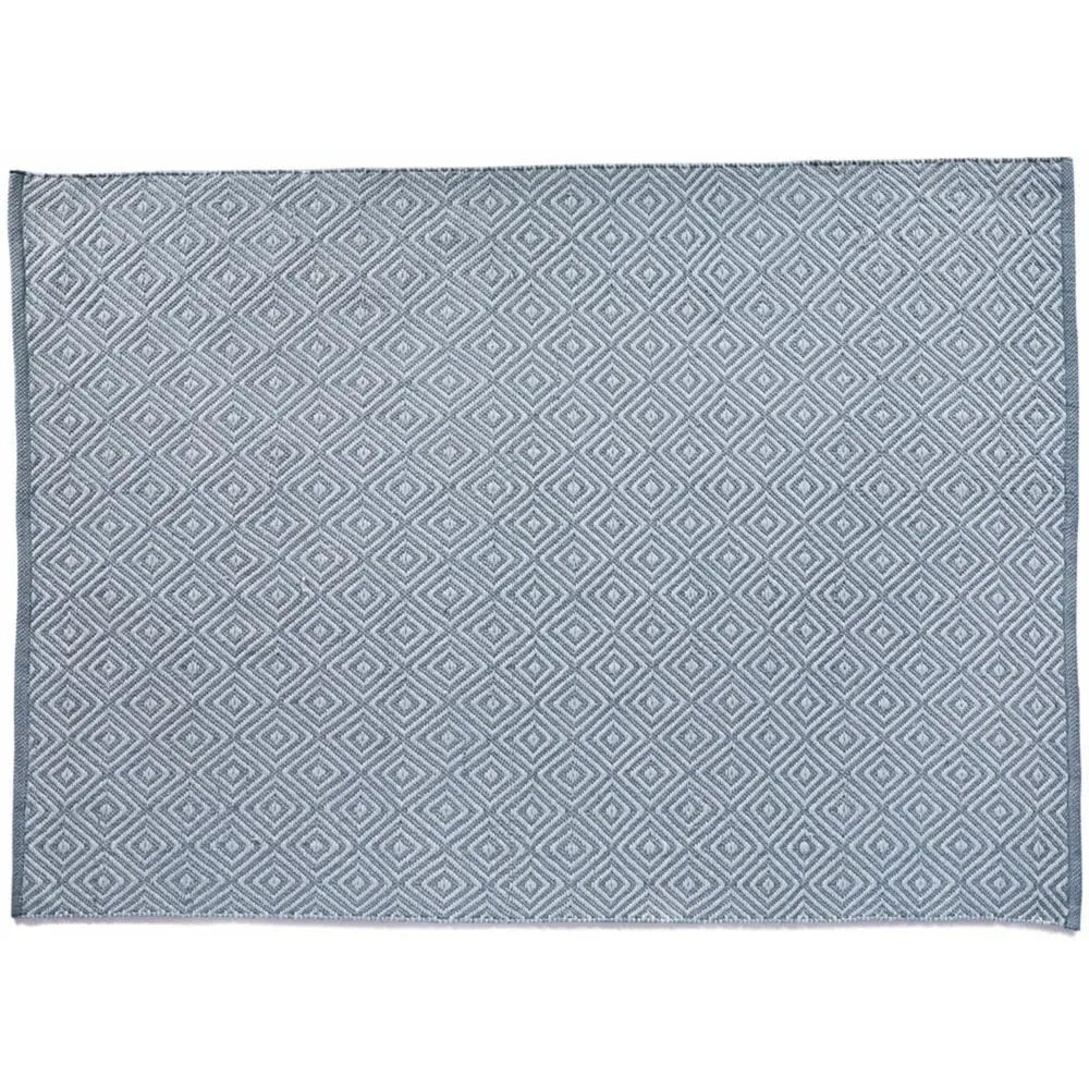 Denim Blue Woven Diamond Rug - Blue