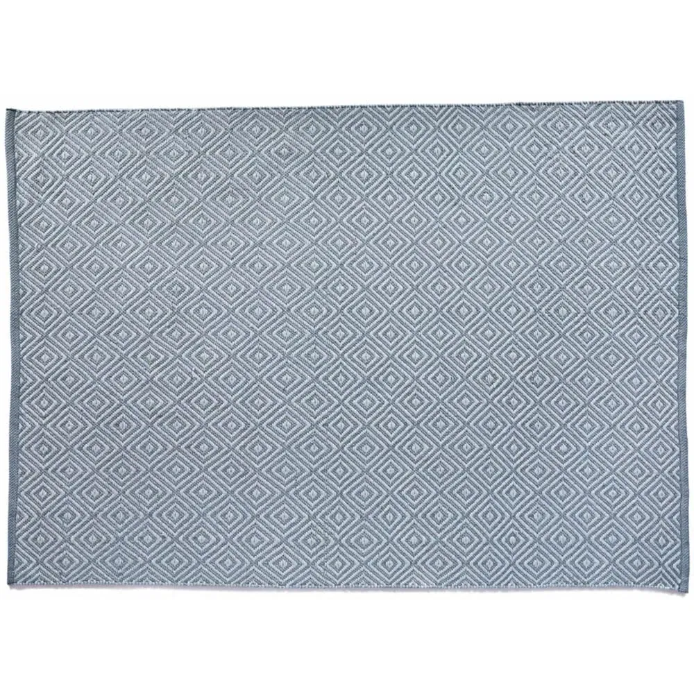 Denim Blue Woven Diamond Rug - Blue