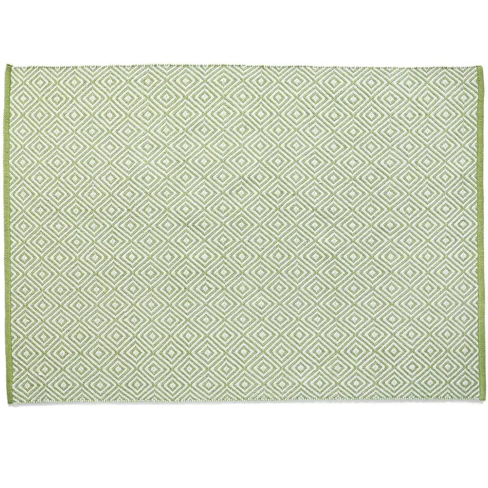 Green Woven Diamond Rug - Green, Recycled Material