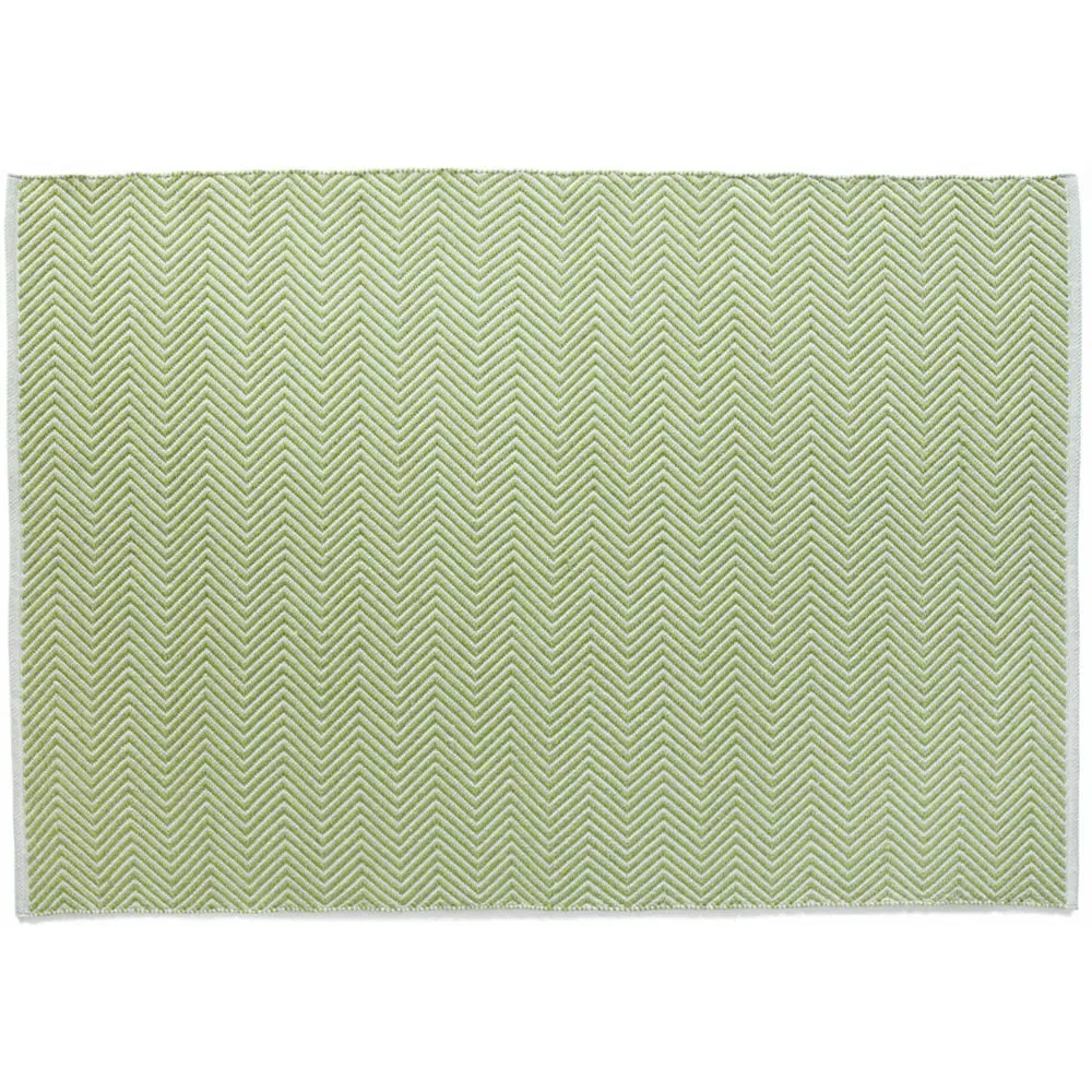 Green Woven Herringbone Rug - Green, Recycled Material image