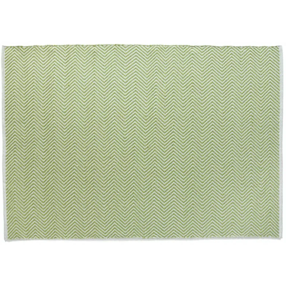 Green Woven Herringbone Rug - Green, Recycled Material