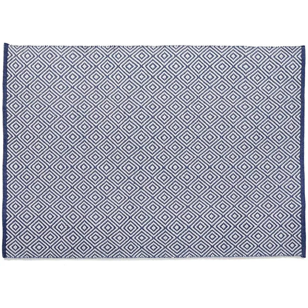 Navy Woven Diamond Rug - Blue