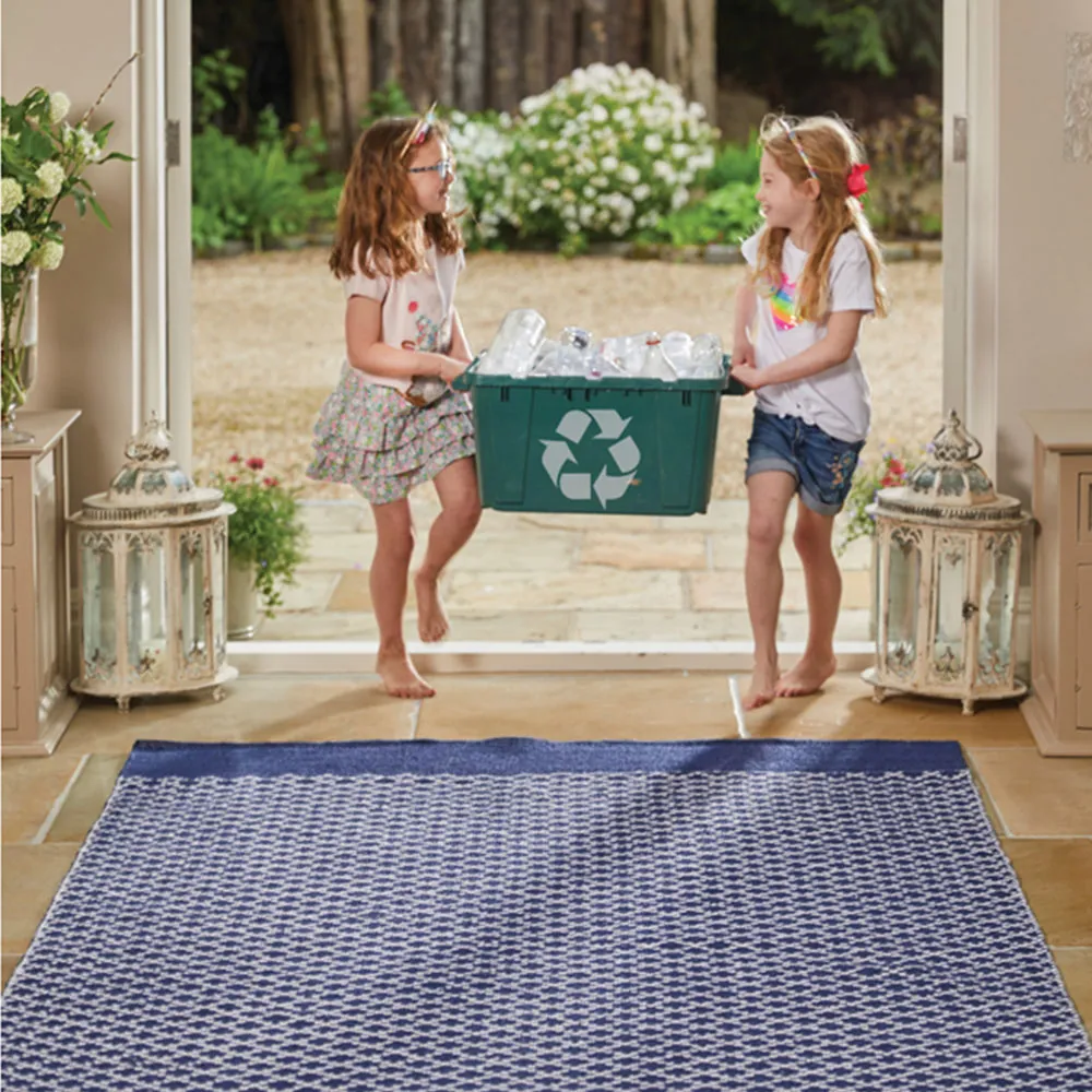 Navy Woven Trellis Rug - Blue